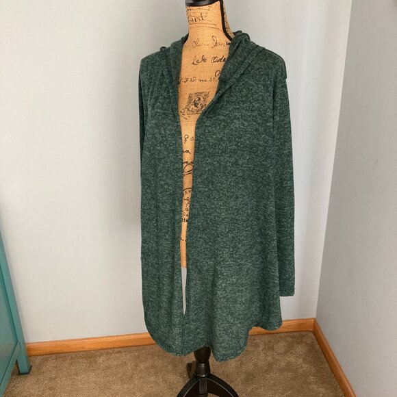 Forgotten Grace Hooded Cardigan Open Front Sweater Women Size 1X - Picture 2 of 10